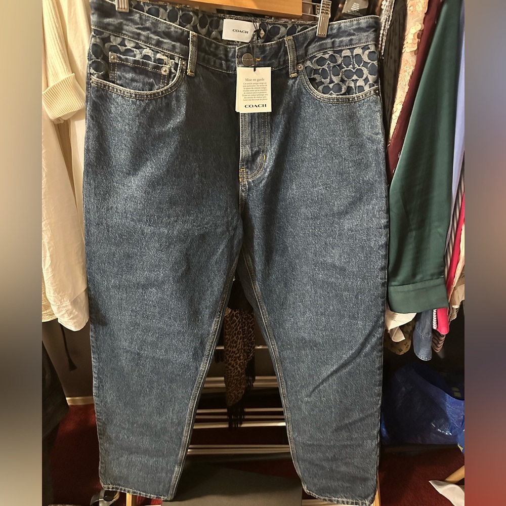 Coach High Rise Blue Jeans with Signature Detail